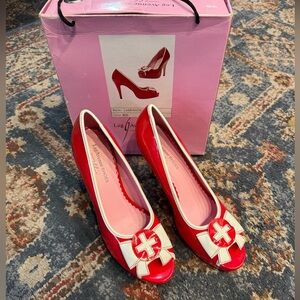 Leg Avenue Ellie LA420 “Natalie” Red Patent Nurse Peep-Toe Heels – Size 8